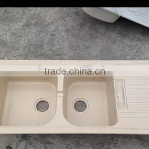 Easy Cleaning Large Acylic Solid Surface Sink for Hotel&restaurant,,artificial Stone Double Kitchen Sink ,resin Stone Sink thumbnail-3