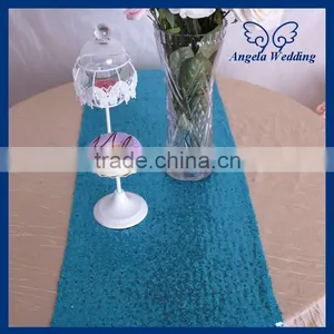 RU002C Custom Made Many Colors Available Sequence Decorative Metallic Light Blue Aqua Blue Sequin Table Runner thumbnail-2