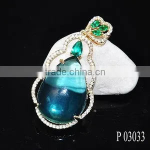 925 Sterling Silver Pendant With CZ Stones Micro Pave Setting Pink Glass Design Sterling thumbnail-1