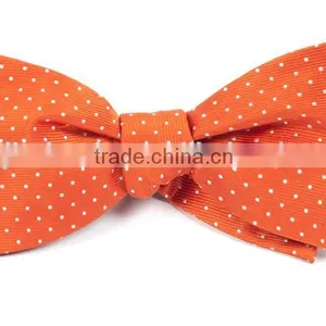 2016 Latest Hot Sale Orange White Polka Dot Linen Man Bow Tie for Boys thumbnail-1