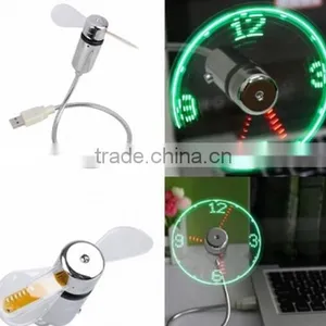 USB LED Clock Fan / Fan Clock With LED Light / Led Message Usb Fan thumbnail-1