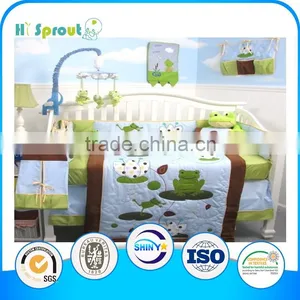 Bright Green Frog Embroidery Toddler Bed thumbnail-1