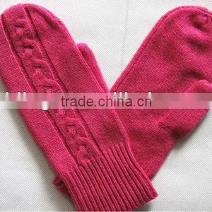 Ladies Cashmere Knitted One Finger Gloves Mittens thumbnail-1