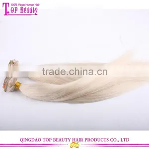Wholesale Best Feedback 24 Inch Clip in Human Hair Extensions Double Weft Clip in Human Hair Extensions for White Women thumbnail-3