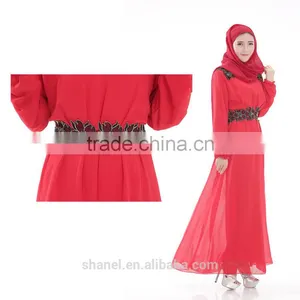 High Quality Chiffon Muslim Abaya Dress Appliqued Islamic Women Clothing thumbnail-3