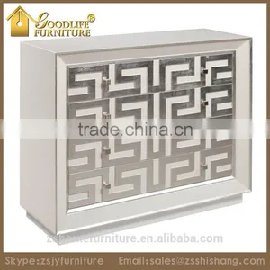 Modern Style White Finish Cabinet and Chest With Iron Decoration thumbnail-1