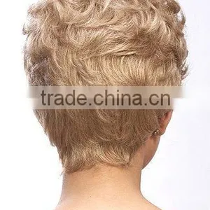 Hand Tied Mono Wigs, Synthetic Hair Short Curly Wigs for White Women thumbnail-4