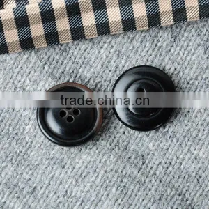 4 Holes Black Burnt Natural Corozo Nut Button for Top Class Men's Suit With Border thumbnail-1