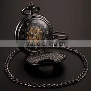 Antique Transparent Skeleton Necklace Mechanical Pocket Watch thumbnail-3