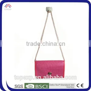 Mini Shoulder Bag Straw Bag With Long Gold Chain thumbnail-3