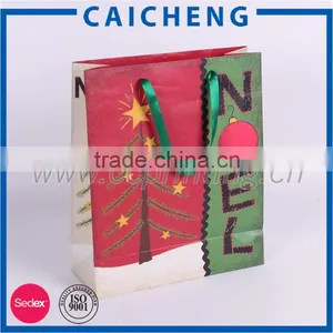 Promotional Christmas Gift Paper Bag With Ribbon Handle thumbnail-1