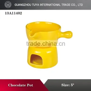Beautiful Mini Green Stonware Chocolate Fondue Set thumbnail-2