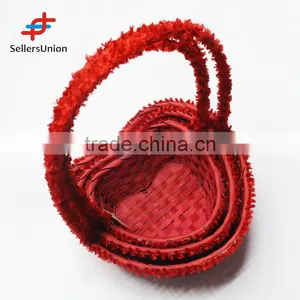 2017 No.1 Yiwu Agent Hot Sale Export Commission Agent 3 Sizes Valentine's Day Red Heart Gift Flower/fruit Basket thumbnail-1