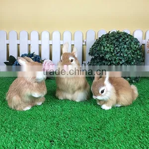 Handmade Real Like Miniature Real Fur Animal Long Ears Bunny Toys thumbnail-5