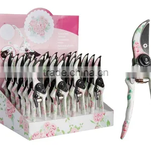 USA Rose Print Metal Garden Pruners, Pink/White thumbnail-1