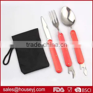 Portable Tableware Folding Camping Tool Stainless Steel Fork Outdoor Tableware Spoon & Knife Picnic thumbnail-1