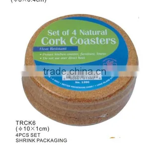 SET OF 4 NATURAL CORK COASTERS thumbnail-1