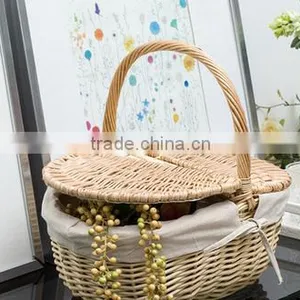 Natural Material Handmade Empty Wicker Fruit Basket With Lid thumbnail-1