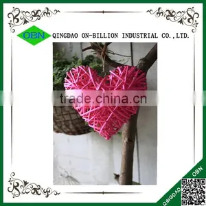 Customized Size Cheap Handmade Colored Decorative Hanging Wicker Rattan Heart thumbnail-6