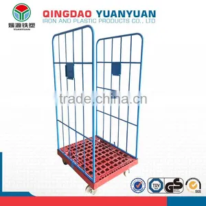 4 Wheels 2 Sided Roll Cage Trolley Logistics Pallet Wheel Barrow Storage Metal Waste Container thumbnail-2