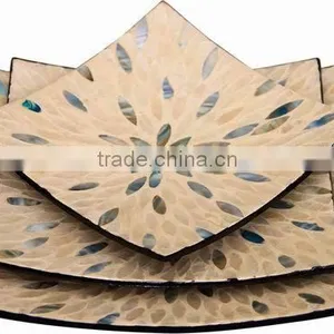 Set of 3 Mother of Pearl Inlaid Plates for Home Decoration thumbnail-1