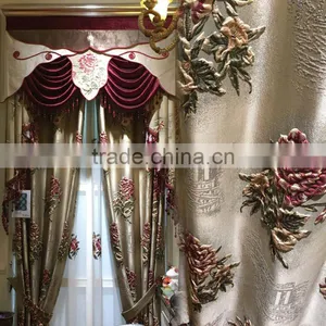 M-8637 Luxury European Style Living Room Bedroom Beige Curtains Shade American Luxury Jacquard Curtains thumbnail-2