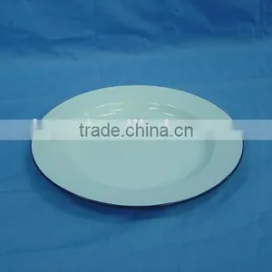 Enamelware 14-26cm White Porcelain Enamel Soup Plate Plain thumbnail-2