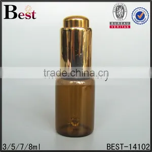3 / 5 / 7 / 8 ml Hot Products Small Essential Oil Amber Glass Dropper Bottle Matte Gold Press Dropper Tube Glass Bottle thumbnail-3