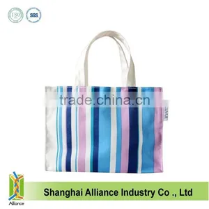 OEM Cheap Nylon Full Printing Women Stripe Small Size Hand Bag,Women Outdoor Tote Shopping Bag thumbnail-1
