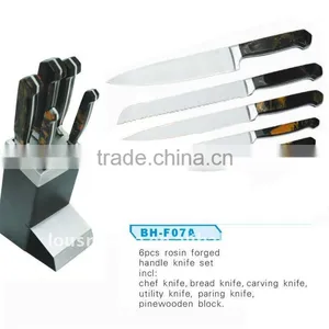 Hot Sale 6pcs Stainless Steel Kitchen Knife Set With Block, Stainless Steel Cutlery Sets thumbnail-1
