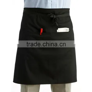 Universal Unisex Women Men Kitchen Cooking Waist Apron Short Apron Waiter Apron With Double Pockets thumbnail-1