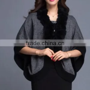 New Fashion Crochet Patterns Knitting Acrylic Poncho Women Wear Sweater/Bat Sleeve Knit Sweater Shawl thumbnail-1