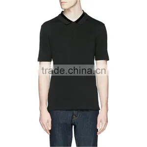Slim Men Black Custom 100%cotton Man Polo T-shirt thumbnail-1