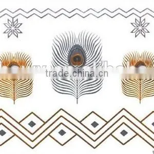 2015 Hot Sale Gold and Silver Feathers Tattoo Stickers thumbnail-6