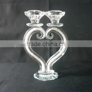 Hot Sale !!! Unique Crystal Heart-shaped Candle Holder With Diamond for Wedding Table Decration JKC-000 thumbnail-1