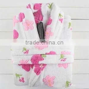 100% Soft Coral Polyester Bathrobe thumbnail-1