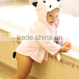 100% Cotton Breathable Pink Cow Design Baby Bath Robe/kids Bath Robes thumbnail-1