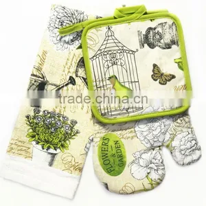 Garden Design With Good Quality Kitchen Towel, Cotton Oven Mitt and Pot Holder thumbnail-1
