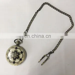 Wholesale Retro Men Antique Silver Brass Gun Metal Pocket Watch thumbnail-2