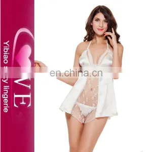 Latest Sexy Panty Set Fastener Luxury Women Silk Nighty Sleepwear thumbnail-1