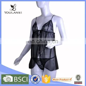 Best Design Luxurious Mature Matching Panty Night Dress Lingerie Sexy Lingerie Sleep Wear thumbnail-1