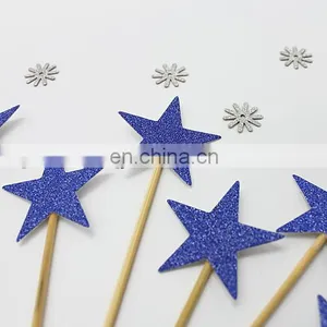 Blue Glitter Stars Cupcake Topper Birthday Party Cake Decorations thumbnail-4