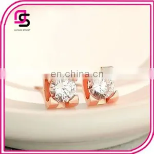 2017 Summer Hoe Sale Stainless Steel Gold Full Crystal Earrings thumbnail-1