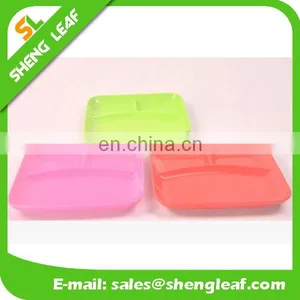 Silicone Food Serving Plate Bowl With Three Parts thumbnail-1