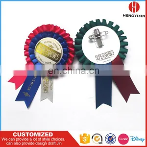 Wholesale Handmade Round Woved Satin Award Ribbon Rosette for Festival Celebration thumbnail-1