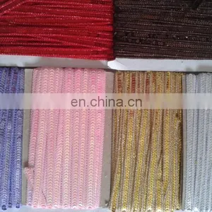 Wholesale 1CM Wide Gold Bling Beaded Sequins Lace Trim for Lady Dress thumbnail-3