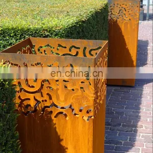 Corten Steel Light Bollard Street Lamp For Villa Garden thumbnail-2