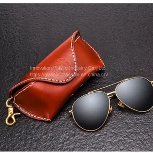 100% Purity Leather, Vintage Sunglasses Case; Crush-resistant, Personalized Eyewear Case thumbnail-4