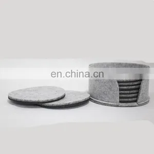 Laser Cut Round Felt Drink Coaster With Printed Logo Cup Coasters Set With Holder thumbnail-7