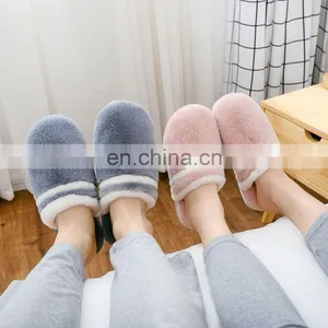 Women's Fuzzy Fluffy Furry Fur House Memory Foam Sandals Stripe Slipper thumbnail-3